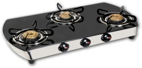 Glass Top LPG Stove – 03 Burner – Oval