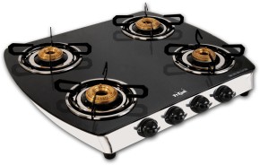 Glass Top LPG Stove – 04 Burner – Oval – Auto